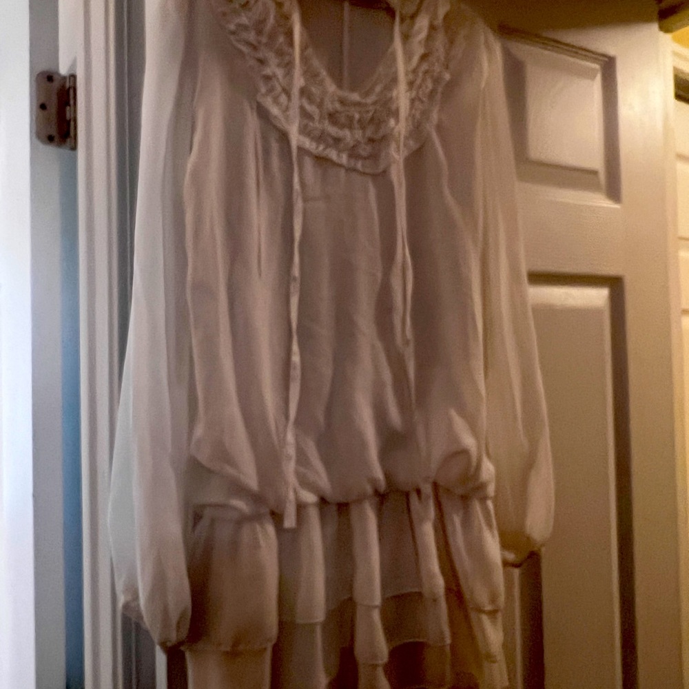 New mini white dress cute ruffles at the bottom